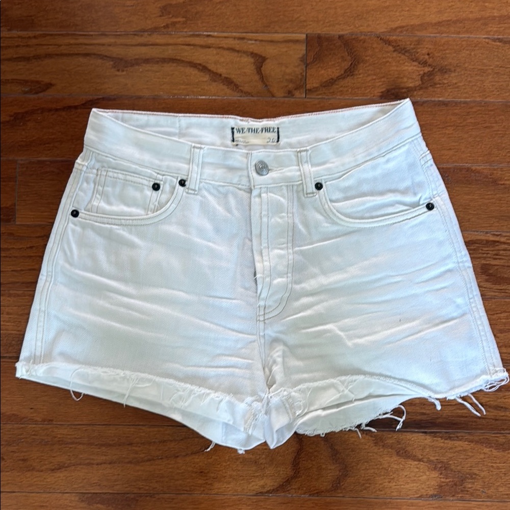 We The Free White Distressed Jean Shorts